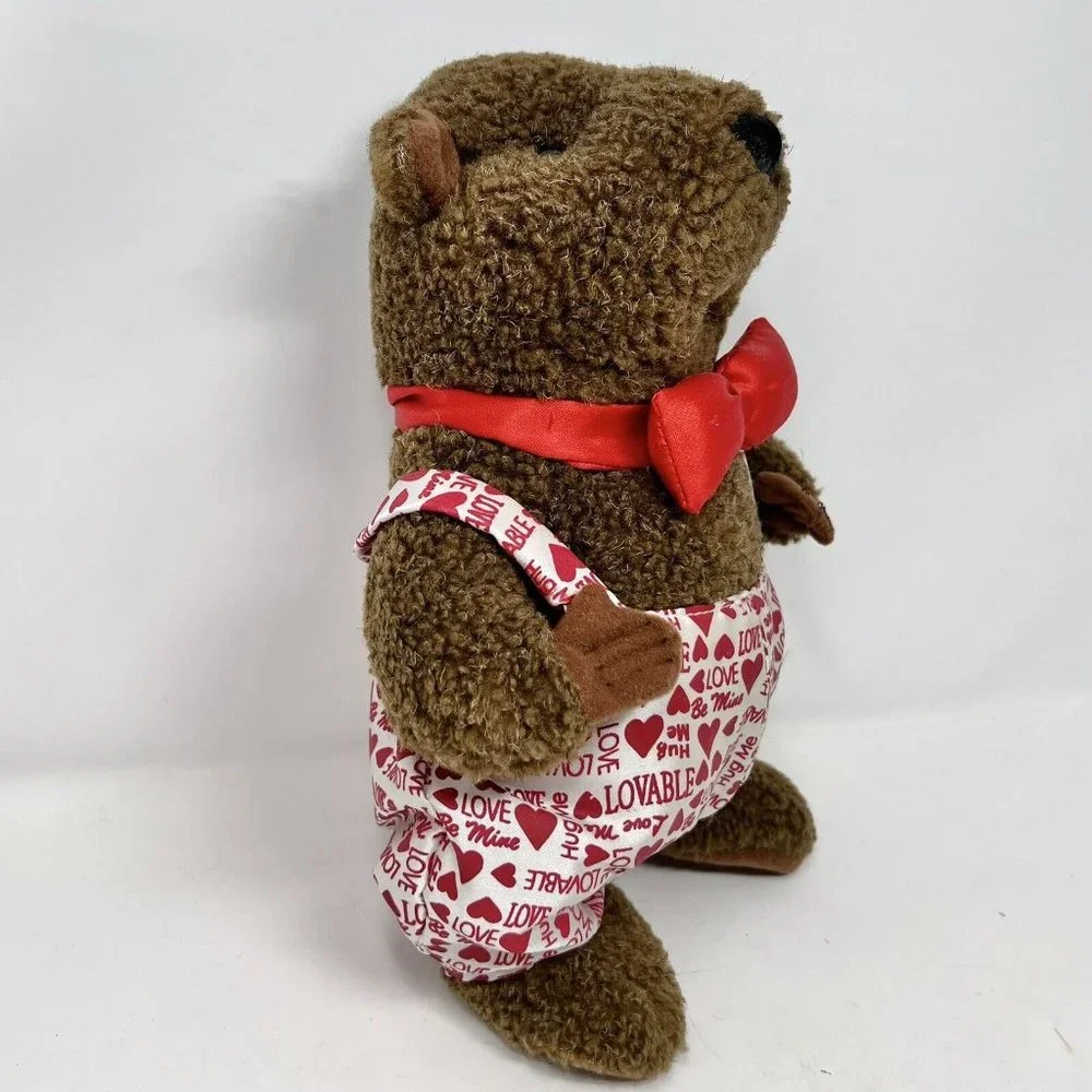 Sugar Loaf Beaver Groundhog Wearing Love Overalls with Big Red‎ Bow Vintage 12